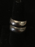 Lot of Two 8mm Wide Half Round Matched Sterling Silver Ring Bands-Size 10