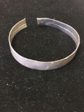Signed Designed 12mm Wide 3in Diameter Solid Sterling Silver Bangle Bracelet Clipped-28 Grams