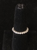 Signed Designer 2mm Wide Shared Prong Zircon Accented Sterling Silver Eternity Ring Band-Size 6