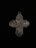 Catholic Motif Protection Medallion 1.25in Tall Sterling Silver