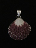 Sterling Silver Framed 2in Natural Clamshell Pendant