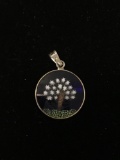 AMV Designed Sterling Silver Framed Round 1in Tree of Life Motif Pendant