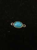 Oval Turquoise 8x6mm Sterling Silver Framed Pendant