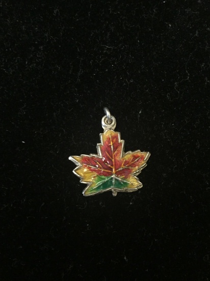 IWI Enamel Maple Leaf Sterling Silver Charm Pendant