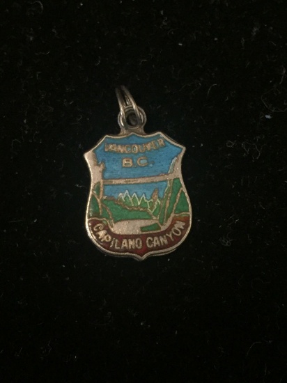 BMC Enamel Lined Vancouver BC Capilano Canyon Sterling Silver Charm Pendant