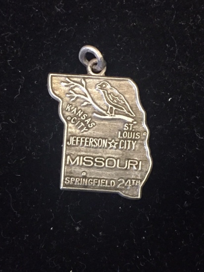 Vintage Missouri State Outline Sterling Silver Charm Pendant