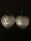 Carved Heart Native Sterling Silver Earrings Large Size