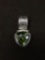 SARDA Checkerboard Cut Large Green Gemstone Sterling Silver Pendant Enhancer