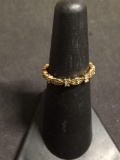 Gold Tone Sterling Silver Diamond Lined Petite Ring Band Sz 6