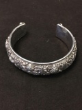 AMAZING Oriental 3D Design Artist Heavy Sterling Silver Cuff Bracelet Symbols - 46 Grams