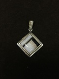 Native American Inlaid Onyx & Shell Sterling Silver Small Pendant
