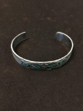 Old Pawn Native American Sterling Silver Inlaid Turquoise Cuff Bracelet - 21 Grams