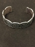 Old Pawn Taxco Sterling Silver Mens Large Celtic Design Cuff Bracelet - 45 grams