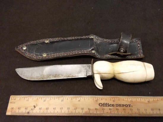 INCREDIBLE Carved Ivory Handle CASE Fixed Blade 8.5 Inch Knife