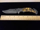 440 Steel Camo Hunting Thick Pocket Knife
