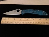 RARE Spyderco VG-10 Delica Blue Handled Pocket Knife