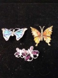 Lot of 3 Vintage Brooches - Butterflies