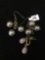 Lot of Two Pairs of Alloy Earrings, One Gold-Tone w/ Pear Zircon & One w/ Triple Ball Accents