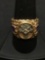 9.9 grams Solid 10k Gold Nugget Masonic Square & Compass - Diamond & Enamel Mens Ring - Size 10