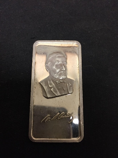 1 Ounce .999 Fine Silver Ulysses S. Grant President Silver Bullion Bar