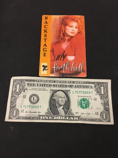 Faith Hill Backstage Pass - Vintage Rare