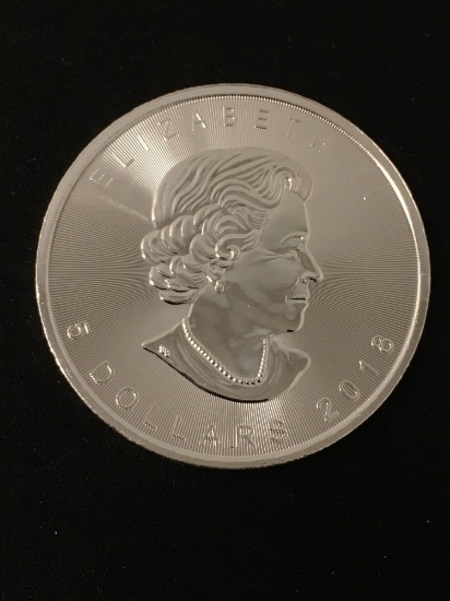 2018 Canadian Maple Leaf 1 Ounce .999 Fine Silver $5 Bullion Round