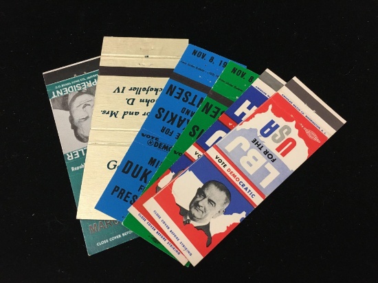 6 Count Lot of Political Matchbook Covers for Politicians - Lyndon Johnson, Rockefeller & More!