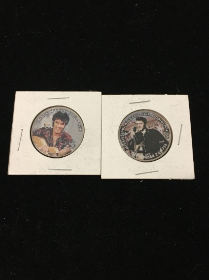 2 Count Lot of Painted Elvis Presley Painted Kennedy Half Dollar Coins