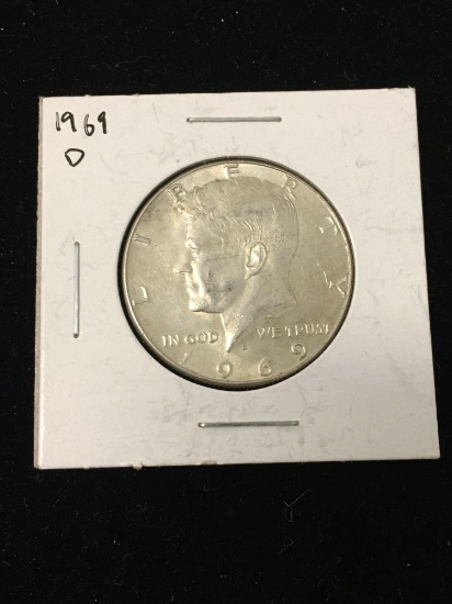 1969-D United States Kennedy Silver Half Dollar - 40% Silver Coin