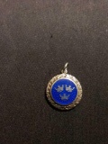 Enameled Three Crowns Sterling Silver Charm Pendant