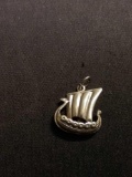 Nordic Ship Sterling Silver Charm Pendant