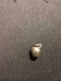 Petite Carved Apple Sterling Silver Charm Pendant