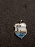 Venezia Enameled Scene 800 German Sterling Silver Charm Pendant