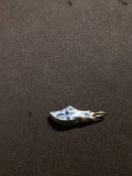 Enameled Clog Shoe Sterling Silver Charm Pendant