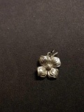 Carved Flower Sterling Silver Charm Pendant