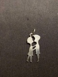 Man And Woman Kissing Sterling Silver Charm Pendant