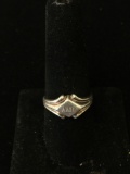 Engravable 10mm Wide Tapered Scroll Accented Sterling Silver Signet Ring Band-Size 8.5