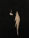 Lot of Two, One Sterling Silver Earring Stud & 2in Long Old Pawn Native American Feather Item