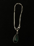 New! Gorgeous Faceted Chrome Diopside 1.5in Sterling Silver Drop Pendant w/ 18in Chain SRP $ 59