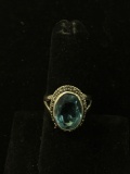 New! Gorgeous Detailed Blue Topaz Sterling Silver Ring Band-Size 6 SRP $ 39