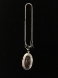 New! Amazing Textured Detail Red Ocean Jasper 2in Sterling Silver Pendant w/ 18in Chain SRP $ 69