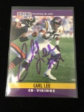 Hand Signed 1990 Pro Set #190 Carl Lee Vikings Autographed Football Card