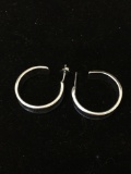 Concave Designed 27mm Diameter 8mm Wide Pair of Sterling Silver Hoop Earrings