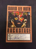Signed Auto David Lee Roth Backstage Pass RARE