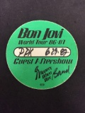 RARE Bon Jovi World Tour 1986-87 Slippery When Wet Aftershow Guest Pass - PDX