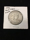 1954 United States Franklin Silver Half Dollar - 90% Silver Coin from Estate