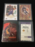 4 Card Lot of Kobe Bryant Los Angeles Lakers Rare Insert Cards from Collection