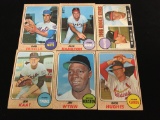 6 Card Lot of 1968 Topps Vintage Baseball Cards from Estate Collection
