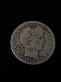 1915 United States Barber Silver Quarter - 90% Silver Coin from Estate