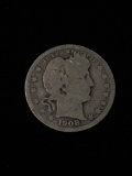 1908-D United States Barber Silver Quarter - 90% Silver Coin from Estate